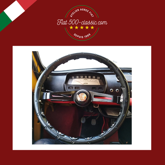 HOUSSE DE VOLANT NOIR À BOUTONS FIAT 500