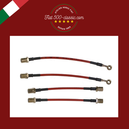 KIT TUYAUX FREIN ROUGES AÉRONAUTIQUES AVIATION MÉTALLIQUES FIAT 500