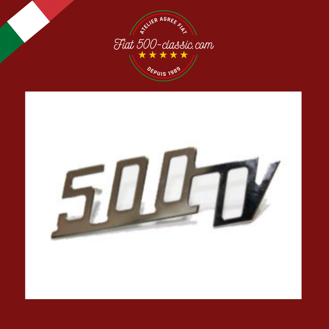 INSCRIPTION CHROMÉE GIANNINI 500TV POUR CAPOT MOTEUR 8,8 X 3 CM FIAT 500