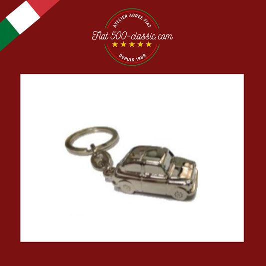 PORTE-CLÉS EN MÉTAL CHROMÉ BRILLANT FIAT 500